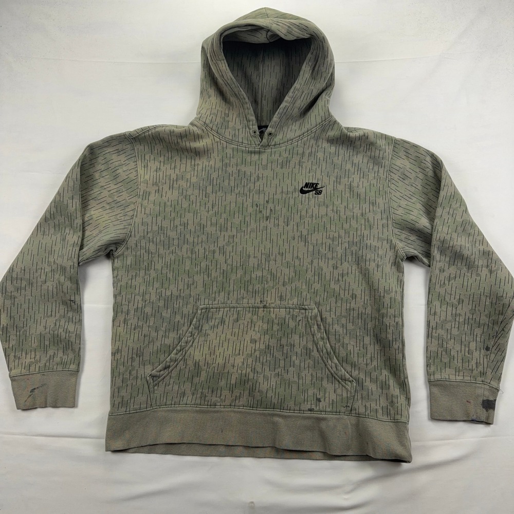 Nike SB Rain Camo Fleece Hoodie CV4320-320 Olive Green Large Mens